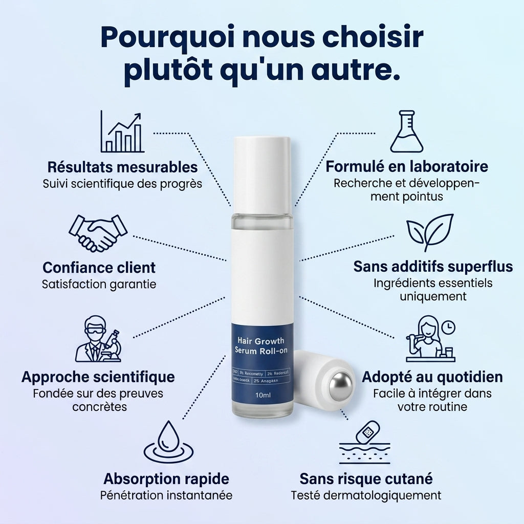 Sérum Repousse Cheveux Roll-on Naturel – Anti-Chute Homme & Femme